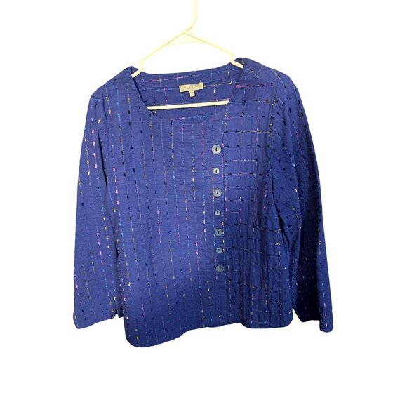 Habitat Womens XS Patterned Button-Up Blouse Lagenlook - Picture 1 of 4